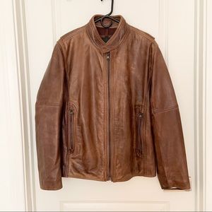Men’s Brown Leather Jacket Medium Marc New York Andrew Marc Jacobs